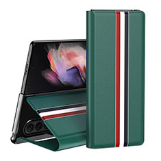 Coque Luxe Cuir et Plastique Housse Etui Mat H02 pour Samsung Galaxy Z Fold3 5G Vert