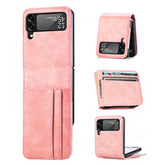 Coque Luxe Cuir et Plastique Housse Etui Mat H03 pour Samsung Galaxy Z Flip3 5G Or Rose