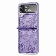 Coque Luxe Cuir et Plastique Housse Etui Mat H07 pour Samsung Galaxy Z Flip4 5G Violet