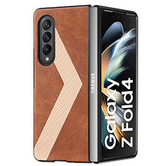 Coque Luxe Cuir et Plastique Housse Etui Mat H07 pour Samsung Galaxy Z Fold3 5G Marron