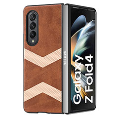 Coque Luxe Cuir et Plastique Housse Etui Mat H09 pour Samsung Galaxy Z Fold3 5G Marron