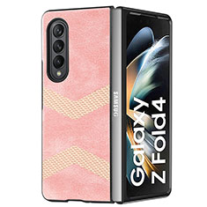 Coque Luxe Cuir et Plastique Housse Etui Mat H09 pour Samsung Galaxy Z Fold4 5G Or Rose