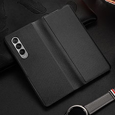 Coque Luxe Cuir et Plastique Housse Etui Mat L01 pour Samsung Galaxy Z Fold3 5G Noir