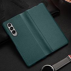 Coque Luxe Cuir et Plastique Housse Etui Mat L01 pour Samsung Galaxy Z Fold3 5G Vert