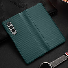 Coque Luxe Cuir et Plastique Housse Etui Mat L01 pour Samsung Galaxy Z Fold4 5G Vert