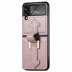 Coque Luxe Cuir et Plastique Housse Etui Mat L05 pour Samsung Galaxy Z Flip3 5G Or Rose