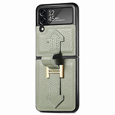 Coque Luxe Cuir et Plastique Housse Etui Mat L05 pour Samsung Galaxy Z Flip3 5G Vert