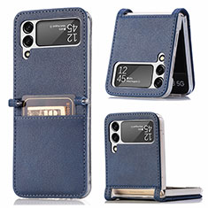 Coque Luxe Cuir et Plastique Housse Etui Mat L05 pour Samsung Galaxy Z Flip4 5G Bleu