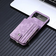 Coque Luxe Cuir et Plastique Housse Etui Mat L06 pour Samsung Galaxy Z Flip4 5G Violet