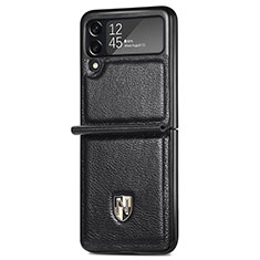 Coque Luxe Cuir et Plastique Housse Etui Mat L07 pour Samsung Galaxy Z Flip3 5G Noir