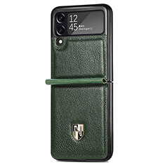 Coque Luxe Cuir et Plastique Housse Etui Mat L07 pour Samsung Galaxy Z Flip3 5G Vert