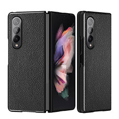 Coque Luxe Cuir et Plastique Housse Etui Mat L08 pour Samsung Galaxy Z Fold3 5G Noir