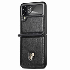 Coque Luxe Cuir et Plastique Housse Etui Mat L09 pour Samsung Galaxy Z Flip3 5G Noir