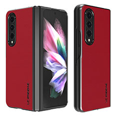 Coque Luxe Cuir et Plastique Housse Etui Mat LC1 pour Samsung Galaxy Z Fold3 5G Rouge