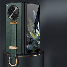 Coque Luxe Cuir et Plastique Housse Etui Mat LD1 pour OnePlus Open 5G Vert