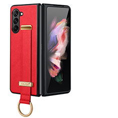 Coque Luxe Cuir et Plastique Housse Etui Mat LD1 pour Samsung Galaxy Z Fold5 5G Rouge