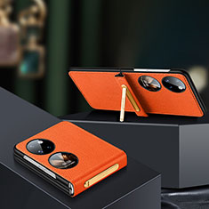 Coque Luxe Cuir et Plastique Housse Etui Mat LD2 pour Huawei P50 Pocket Orange