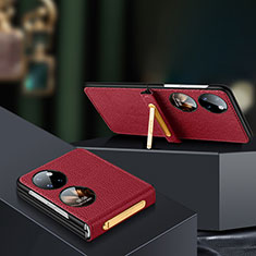 Coque Luxe Cuir et Plastique Housse Etui Mat LD2 pour Huawei P60 Pocket Rouge