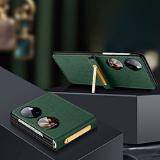 Coque Luxe Cuir et Plastique Housse Etui Mat LD2 pour Huawei P60 Pocket Vert
