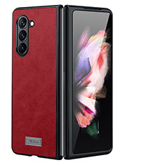 Coque Luxe Cuir et Plastique Housse Etui Mat LD2 pour Samsung Galaxy Z Fold5 5G Rouge