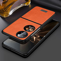 Coque Luxe Cuir et Plastique Housse Etui Mat LD3 pour Huawei P50 Pocket Orange