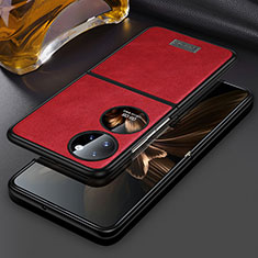 Coque Luxe Cuir et Plastique Housse Etui Mat LD3 pour Huawei P60 Pocket Rouge