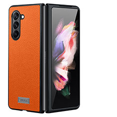 Coque Luxe Cuir et Plastique Housse Etui Mat LD3 pour Samsung Galaxy Z Fold5 5G Orange