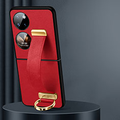 Coque Luxe Cuir et Plastique Housse Etui Mat LD4 pour Huawei P60 Pocket Rouge