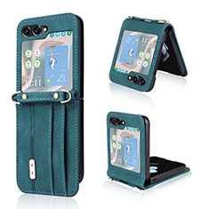 Coque Luxe Cuir et Plastique Housse Etui Mat LZ2 pour Samsung Galaxy Z Flip5 5G Vert