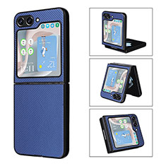 Coque Luxe Cuir et Plastique Housse Etui Mat LZ3 pour Samsung Galaxy Z Flip5 5G Bleu