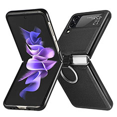 Coque Luxe Cuir et Plastique Housse Etui Mat pour Samsung Galaxy Z Flip3 5G Noir