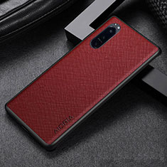 Coque Luxe Cuir et Plastique Housse Etui Mat pour Sony Xperia 1 III Rouge