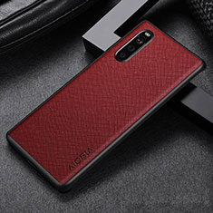 Coque Luxe Cuir et Plastique Housse Etui Mat pour Sony Xperia 10 III Rouge