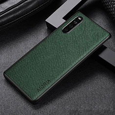 Coque Luxe Cuir et Plastique Housse Etui Mat pour Sony Xperia 10 III SO-52B Vert