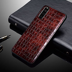 Coque Luxe Cuir et Plastique Housse Etui Mat pour Sony Xperia 10 IV SO-52C Marron