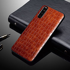 Coque Luxe Cuir et Plastique Housse Etui Mat pour Sony Xperia 10 V Brun Clair