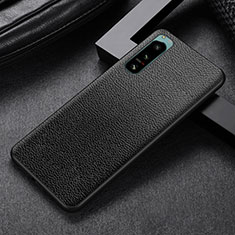 Coque Luxe Cuir et Plastique Housse Etui Mat pour Sony Xperia 5 III Noir