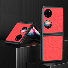 Coque Luxe Cuir et Plastique Housse Etui Mat QH1 pour Huawei P60 Pocket Rouge