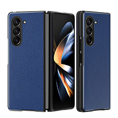 Coque Luxe Cuir et Plastique Housse Etui Mat QH1 pour Samsung Galaxy Z Fold5 5G Bleu