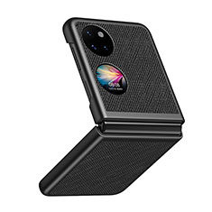 Coque Luxe Cuir et Plastique Housse Etui Mat QH2 pour Huawei P50 Pocket Noir