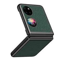 Coque Luxe Cuir et Plastique Housse Etui Mat QH2 pour Huawei P60 Pocket Vert