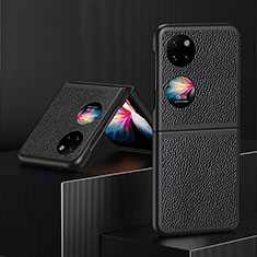 Coque Luxe Cuir et Plastique Housse Etui Mat QH3 pour Huawei P60 Pocket Noir