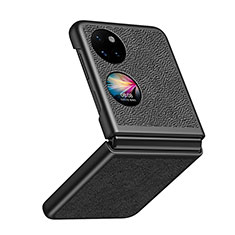 Coque Luxe Cuir et Plastique Housse Etui Mat QH4 pour Huawei Pocket S Noir