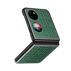 Coque Luxe Cuir et Plastique Housse Etui Mat QH8 pour Huawei P50 Pocket Vert