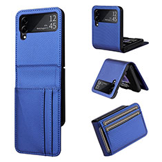 Coque Luxe Cuir et Plastique Housse Etui Mat R03 pour Samsung Galaxy Z Flip3 5G Bleu