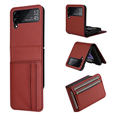 Coque Luxe Cuir et Plastique Housse Etui Mat R03 pour Samsung Galaxy Z Flip3 5G Marron