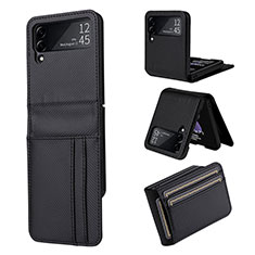 Coque Luxe Cuir et Plastique Housse Etui Mat R03 pour Samsung Galaxy Z Flip3 5G Noir