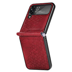 Coque Luxe Cuir et Plastique Housse Etui Mat R04 pour Samsung Galaxy Z Flip4 5G Rouge