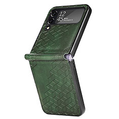 Coque Luxe Cuir et Plastique Housse Etui Mat R04 pour Samsung Galaxy Z Flip4 5G Vert