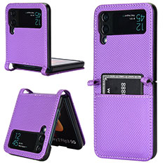 Coque Luxe Cuir et Plastique Housse Etui Mat R05 pour Samsung Galaxy Z Flip3 5G Violet